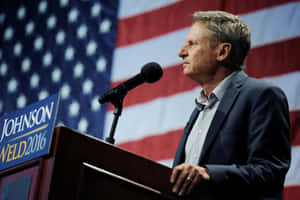 Gary Johnson On Podium With American Flag Wallpaper