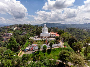 Gautam Buddha Landscape Statue Wallpaper