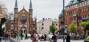 Gavle Cityscapewith Church Sweden Wallpaper