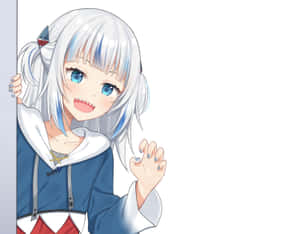 Gawr Gura Anime Style Peek Wallpaper