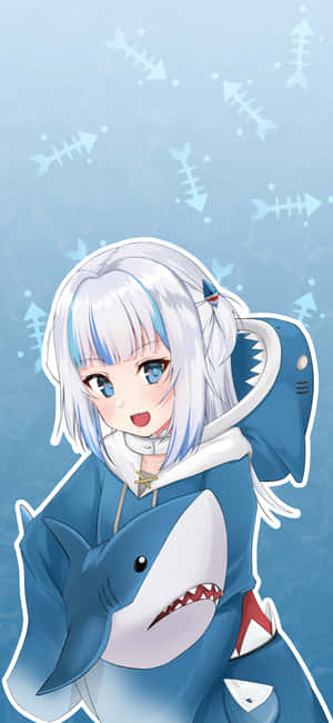 Gawr_ Gura_ Anime_ Style_ Shark_ Costume Wallpaper