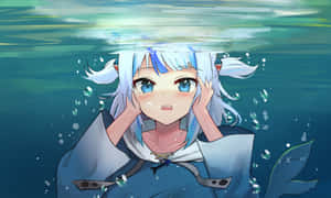 Gawr Gura Underwater Glance Wallpaper