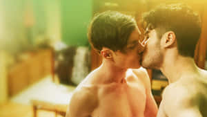 Gay Boys Kissing With Filter Wallpaper