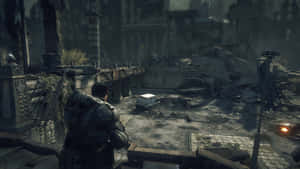 Gears Of War U E_ Dystopian Battlefield Scene Wallpaper