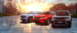 Geely Boyue S U V Lineupat Sunset Wallpaper