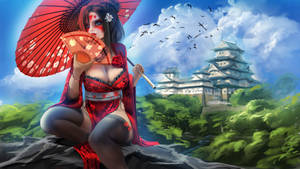 Geisha Risqué Japanese Dress Wallpaper