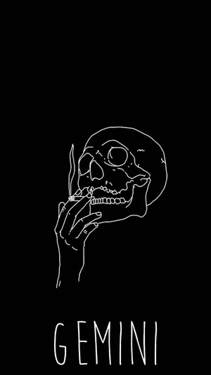 Gemini Skull Aesthetic Line Art Wallpaper