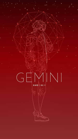 Gemini Zodiac Art Red Background Wallpaper