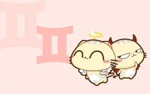 Gemini Zodiac Cute Cartoon Characters Wallpaper