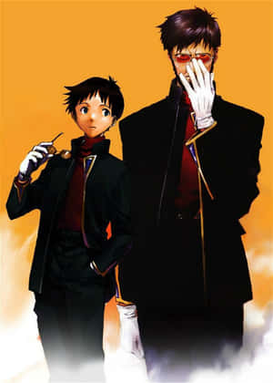 Gendo Ikari Posing With Sunglasses On Wallpaper