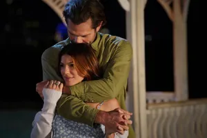 Genevieve Padalecki Striking A Pose During A Photo Shoot Wallpaper