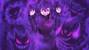 Gengar And Ghost Girl In An Eerily Peaceful Moment Wallpaper