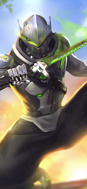 Genji In Action - The Cybernetic Ninja Of Overwatch Wallpaper