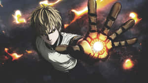 Genos From One Punch Man In An Action-packed Pose Wallpaper