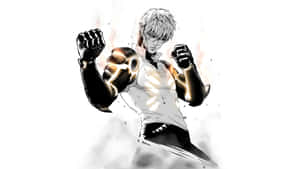 Genos In Action - A Powerful Cyborg Hero Wallpaper