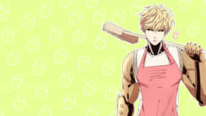 Genos, The Cyborg Hero In Action Wallpaper