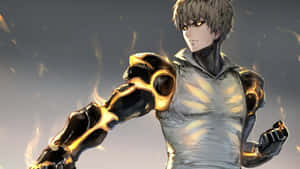 Genos, The Powerful Cyborg In Action Wallpaper