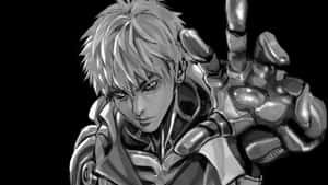 Genos, The Powerful S-class Cyborg Hero In Action Wallpaper