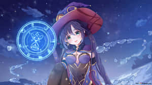 Genshin Impact - Astrologer Mona In Action Wallpaper