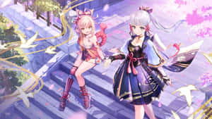 Genshin_ Impact_ Characters_ Sakura_ Stairs Wallpaper