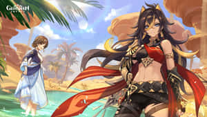 Genshin Impact Dehya Beachside Encounter Wallpaper