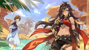 Genshin Impact Dehya Beachside Encounter Wallpaper