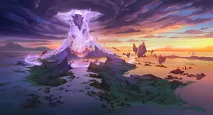 Genshin_ Impact_ Dragonspine_ Mountain_at_ Sunset Wallpaper