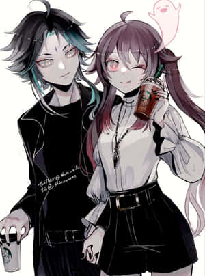 Genshin Impact Duo: Journey Across Teyvat Wallpaper