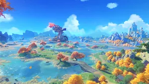 Genshin Impact Liyue Harbor Autumn Scenery Wallpaper