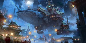 Genshin_ Impact_ Liyue_ Harbor_ Night_ Scene Wallpaper