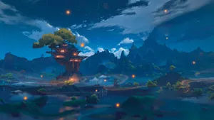 Genshin_ Impact_ Liyue_ Night_ Scene Wallpaper