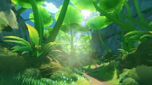 Genshin_ Impact_ Lush_ Forest_ Pathway Wallpaper