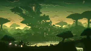 Genshin_ Impact_ Mystical_ Greenery_ Night_ Scene Wallpaper