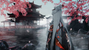 Genshin Impact Ningguang Cherry Blossom Wallpaper