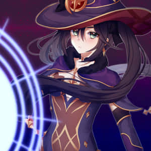 Genshin Impact's Astrologist Mona Casting Her Spell Wallpaper