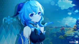 Genshin Impact's Ganyu Gracefully Posing In The Moonlit Forest. Wallpaper