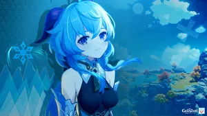 Genshin Impact's Ganyu Gracefully Posing In The Moonlit Forest. Wallpaper