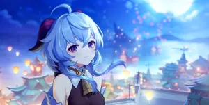 Genshin Impact's Ganyu Standing In The Magical World Of Liyue Harbour Wallpaper