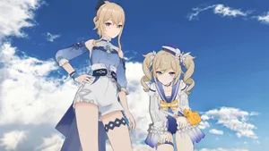 Genshin Impact's Jean Gracefully Wielding Her Sword Wallpaper