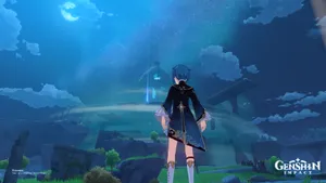 Genshin Impact's Xingqiu In A Mesmerizing Illustration Wallpaper