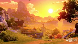 Genshin_ Impact_ Sunset_ Scenery Wallpaper