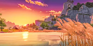 Genshin_ Impact_ Sunset_ Scenery Wallpaper