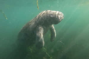 Gentle Manatee Underwater Wallpaper