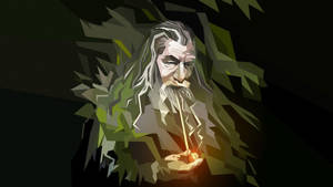 Geometric Artwork Of Gandalf From Lord Of The Rings Wallpaper