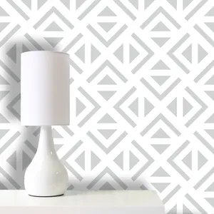 Geometric Triangle Pattern Wallwith Lamp Wallpaper