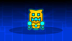 Geometry Dash Gold Character In Armor Wallpaper