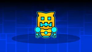 Geometry Dash Gold Character In Armor Wallpaper