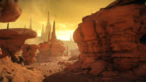 Geonosis Planet Scene At Dusk Wallpaper