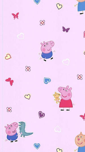 George Big Lizard Teddy And Peppa Pig Iphone Wallpaper