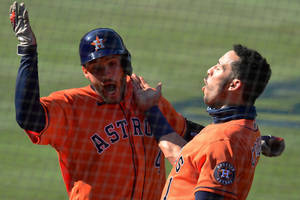 George Springer For The Houston Astros Playing Wallpaper